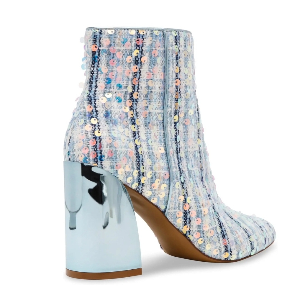 New Betsey Johnson Stylish Blue Multi Sequin Ankle Boots - Picture 2 of 8